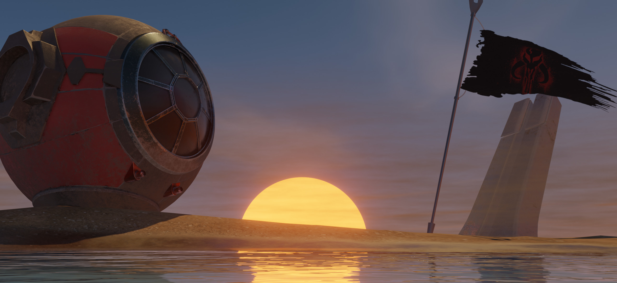 Computer generated image of a Tai Fighter from Star Wars